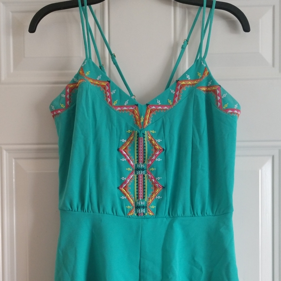 ‼️SOLD‼️ Gianni Bini Embroidered Turquoise Trendy Romper - Picture 3 of 16